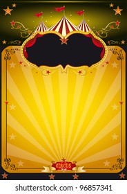 Magic orange circus poster. An orange circus background for your poster design.