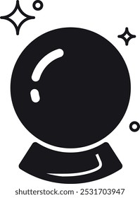 Icono negro del orbe mágico. Símbolo de bola de cristal