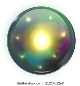 Magic orb. Realistic glossy colorful liquid ball isolated on white background