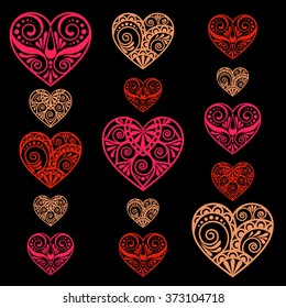 Magic oriental heart pattern on black background