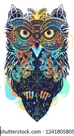 Magic owl celtic tattoo and t-shirt design 