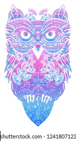 Magic owl tattoo and t-shirt design 