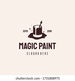 Magic Paint Logo hipster Retro Vintage Vektor Vorlage, Paint Art Logo