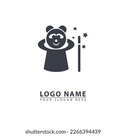 magic panda hat vector logo icon. Abstract vector graphics simple elegant flat illustration style.