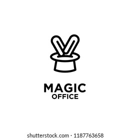 magic paper clip office logo icon design vector