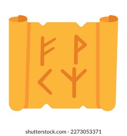 Icono plano del virus del papiro mágico, desplazamiento de un hechizo vintage 