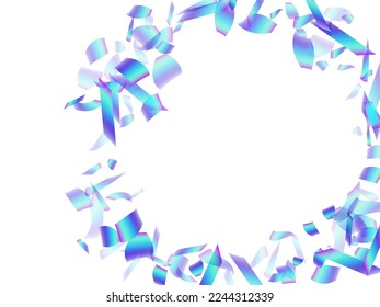 Magic party confetti decoration vector illustration. Blue  hologram elements carnival decor. Surprise burst falling confetti. Prize event decoration background. Casino win.