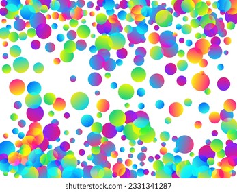 Dibujo vectorial de dispersión de confetti de la fiesta mágica. Decoración de cumpleaños con elementos arcoiris. La sorpresa estalló cayendo confetti. Fondo de decoración del evento. Raseros de regalo.