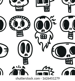 magic pattern of drawn cartoon skulls