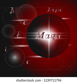 Magic pattern with geometric shapes in black red with shiny elements