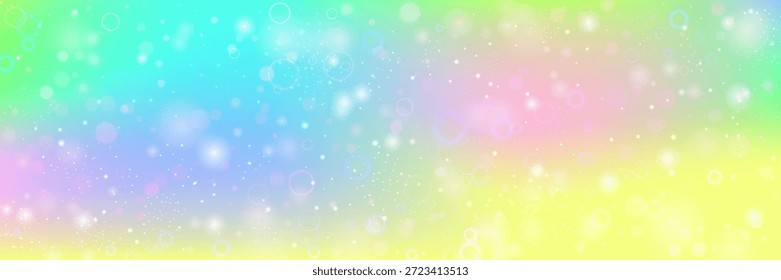 Magic Pattern. Pink Kawaii Gradient And Beautiful Fairy Background. Purple, Yellow Princess Hologram. Fantasy Cartoon Dream With Shiny Holographic Star Design. Green Magic Pattern.