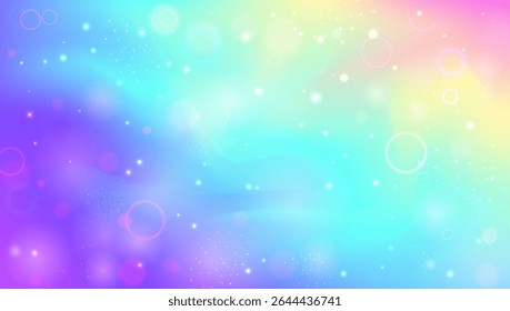 Padrão Mágico. Gradiente De Princesa Rosa E Fundo De Unicórnio Bonito. Holograma Arco-Íris Roxo. Textura Da Estrela Sobre O Céu Claro E O Design Do Universo Cósmico. Padrão Mágico Azul.