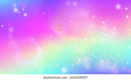 Magic Pattern. Pink Rainbow Hologram And Beautiful Fairy Background. Purple Unicorn Gradient. Glitter And Sparkle In A Cute Fantasy Universe Space. Blue Magic Pattern.