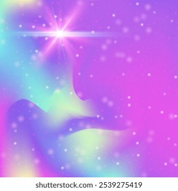 Magic Pattern. Purple Kawaii Gradient. Princess Background. Holographic Colorful Invite. Pink Abstract Invitation. Lilac Galaxy Hologram. Girl Glitter. Candy Magic Pattern.