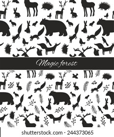 magic pattern with silhouettes of animals