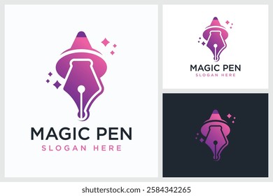 Magic Pen Design Inspiration. Magic Pen Symbol Logo Vector Template Design, Magic Pen Design Logo Vector Illustration	