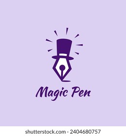 Magic pen logo design template. Vector illustration.