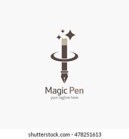 Magic Pen Logo Template Design Vector. flat style design