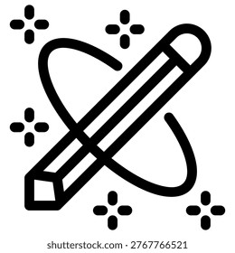 Magic pencil with sparkles for creative drawing