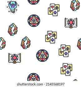 Zauberhafte Darstellungs- und Zubehörtafeln, Vektornahtlose Muster-Illustration mit dünner Linie