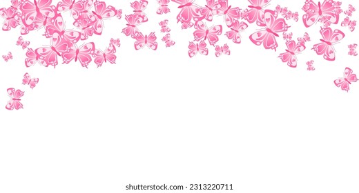 Magic pink butterflies abstract vector background. Spring little moths. Decorative butterflies abstract baby illustration. Gentle wings insects patten. Tropical beings.