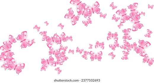 Magic pink butterflies abstract vector illustration. Spring little insects. Decorative butterflies abstract kids wallpaper. Gentle wings moths patten. Nature creatures.