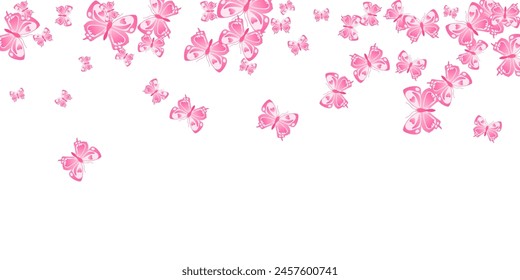 Magic pink butterflies abstract vector illustration. Spring beautiful insects. Wild butterflies abstract children wallpaper. Gentle wings moths patten. Fragile creatures.