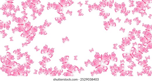 Fondo de pantalla de Vector de dibujos animados de mariposas rosadas mágicas. Insectos hermosos de primavera. Fondo de dibujos animados de mariposas de lujo para niños. Patrón de polillas de alas suaves. Criaturas tropicales.