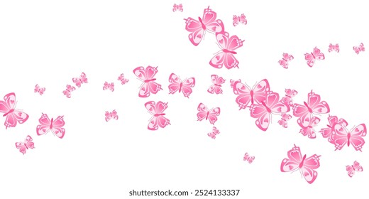 Mariposas rosadas mágicas aisladas Fondo de pantalla de Vector. Insectos vívidos de primavera. Mariposas decorativas aisladas de fondo femenino. Patrón de polillas de alas suaves. Seres de jardín.