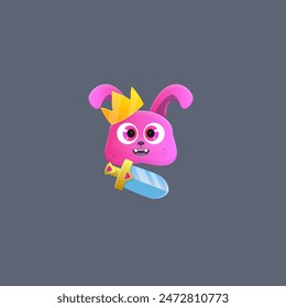 Magic Pink Cute Dog Character Glossy Sub Bit Badge Streamer Graphics Games UI Crown Sword Emblem Twitch Game Icon Isolated Vector Design