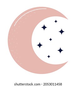 luna rosa mágica con chispas