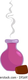 Magic pink potion, illustration, vector on white background