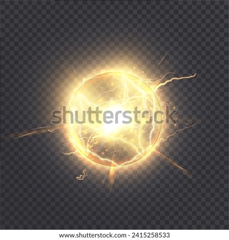 Magic plasma ball. Transparent light effect of electric ball lightning.