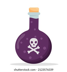 Magic poison bottle isolated on white background. Bottle with death mark