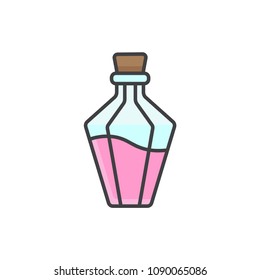 Magic poison flask flat line colored icon.