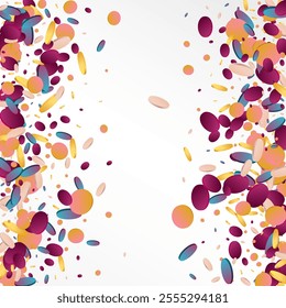 Magic Polka Decoration Grey Background. Rainbow Independence Confetti Postcard. Top Invitation. Unicorn Carnival Texture.