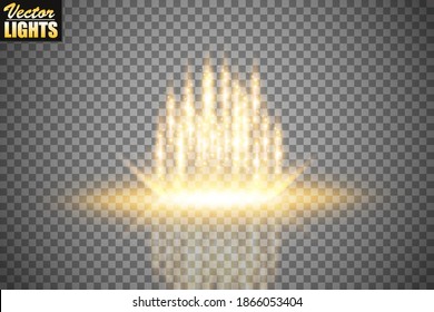 
Magic portal of fantasy. Futuristic teleport. Light effect. Night scene light rays and sparks on a transparent background. Empty podium light effect. Disco dance floor club.