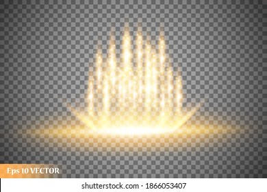 
Magic portal of fantasy. Futuristic teleport. Light effect. Night scene light rays and sparks on a transparent background. Empty podium light effect. Disco dance floor club.