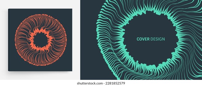 Magic portal hole made from many curved strips. Abstract energy vortex teleport. Virtual reality cyberspace. Design for banner, flyer, poster, cover or brochure. 3d vector in technology style.