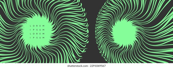 Magic portal hole made from many curved strips. Abstract energy vortex teleport. Virtual reality cyberspace. Design for banner, flyer, poster, cover or brochure. 3d vector in technology style.