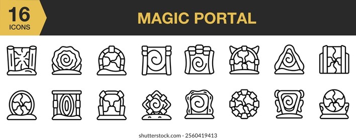 Magic Portal icon set. Outline icons vector collection.