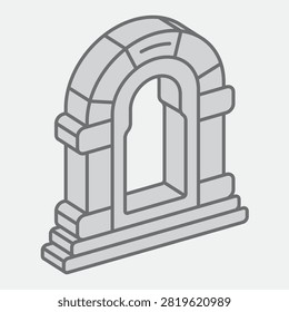 Magic portal isometric icon, enchanted, gate concept. Vector graphics. Door to other realms, arch sign with outline style icon for mobile or web design