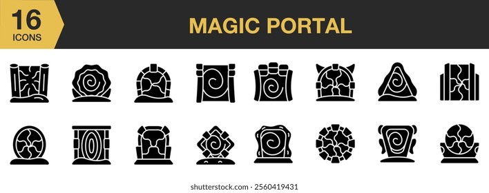 Magic Portal solid icon set. Solid icons vector collection.