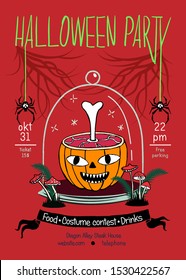 Magic poster or postcard for Halloween. In a hand-drawn style.
