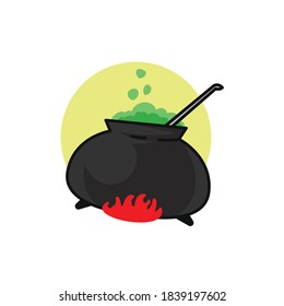 Magic pot and green liquid design icon illustration