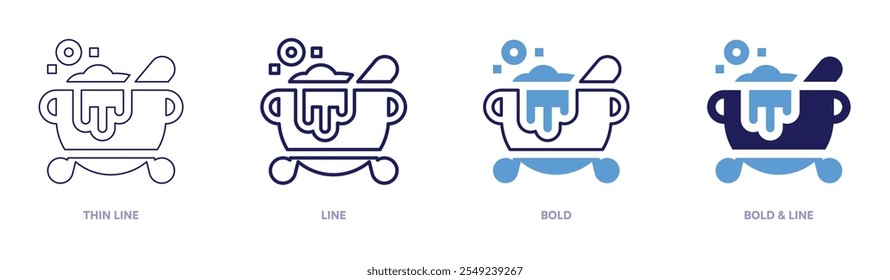 Magic pot icon in 4 different styles. Thin Line, Line, Bold, and Bold Line. Duotone style. Editable stroke.