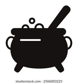 The magic pot icon. A cauldron with a potion. The Halloween holiday. Vector illustration.