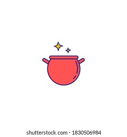Magic pot icon. Halloween icon. Simple, flat, outline, color. Filled color icon.