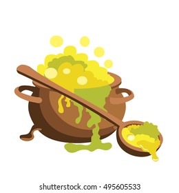 Magic pot vector illustration isolated on white background.