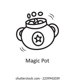 Magic Pot Vector Outline Icon Design illustration. Medieval Symbol on White background EPS 10 File